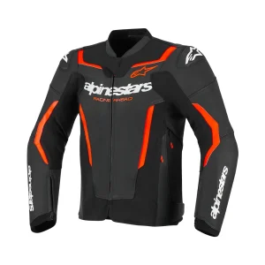 Alpinestars GP Force V2 Leather Jacket Black/Red Fluo