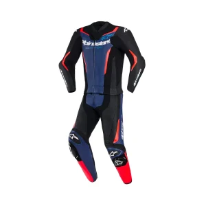 Alpinestars GP Force V2 Leather Suit 2PC Black/Blue/Red Fluo
