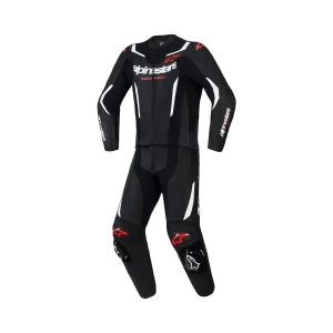Alpinestars GP Force V2 Leather Suit 2PC Black/White/Red Fluo