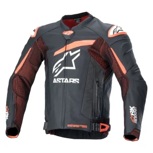 Alpinestars GP Plus R V4 Rideknit Leather Jacket Black/Red Fluo/White