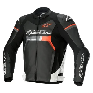 Alpinestars GP Force Leather Jacket Black/ White/ Red Fluo