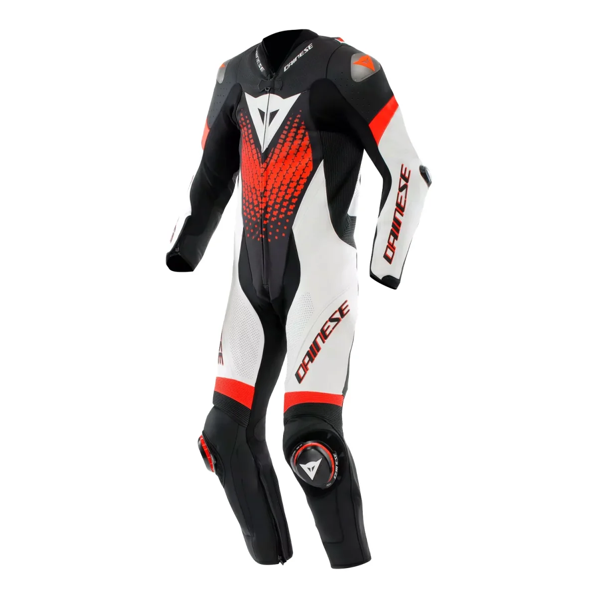 Dainese Laguna Seca 6 1PC Leather Suit Black/White/Red Fluo