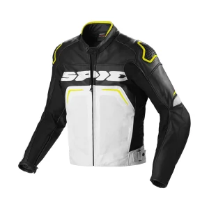 Spidi Evorider Perforated Leather Jacket Black/White/Yellow Fluo